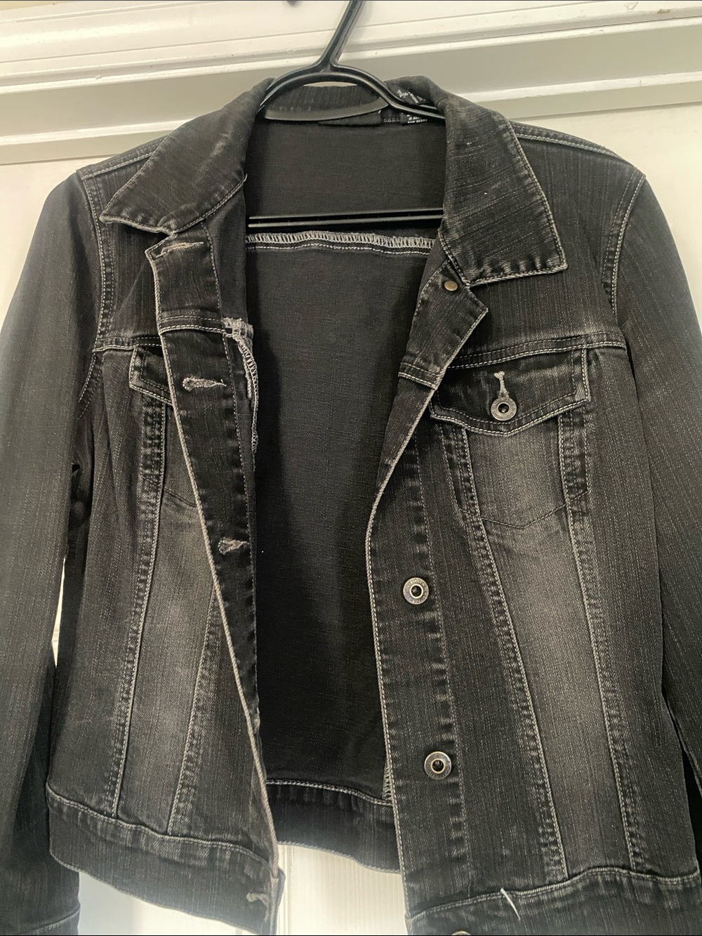 New York & Company Black Washed Denim Jacket
